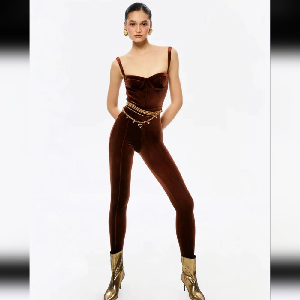 The New Arrivals Fonda Le Fumoir Velvet Bustier Jumpsuit 34(FR) 0-2(US)